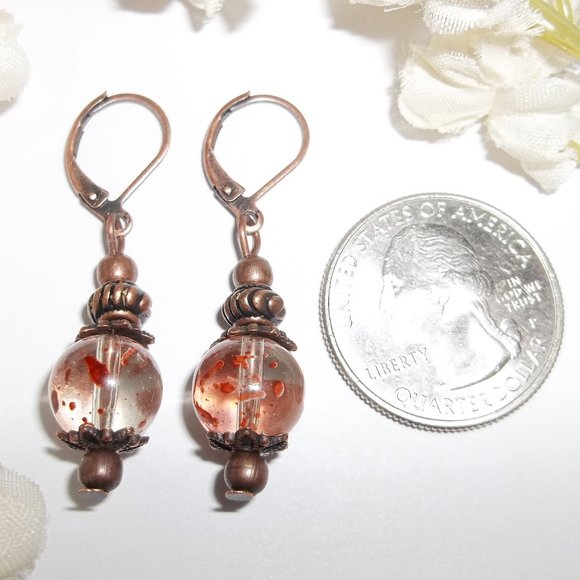 Orange Boho Beaded Earrings Set NWT Handmade 5155 - Picture 2 of 8